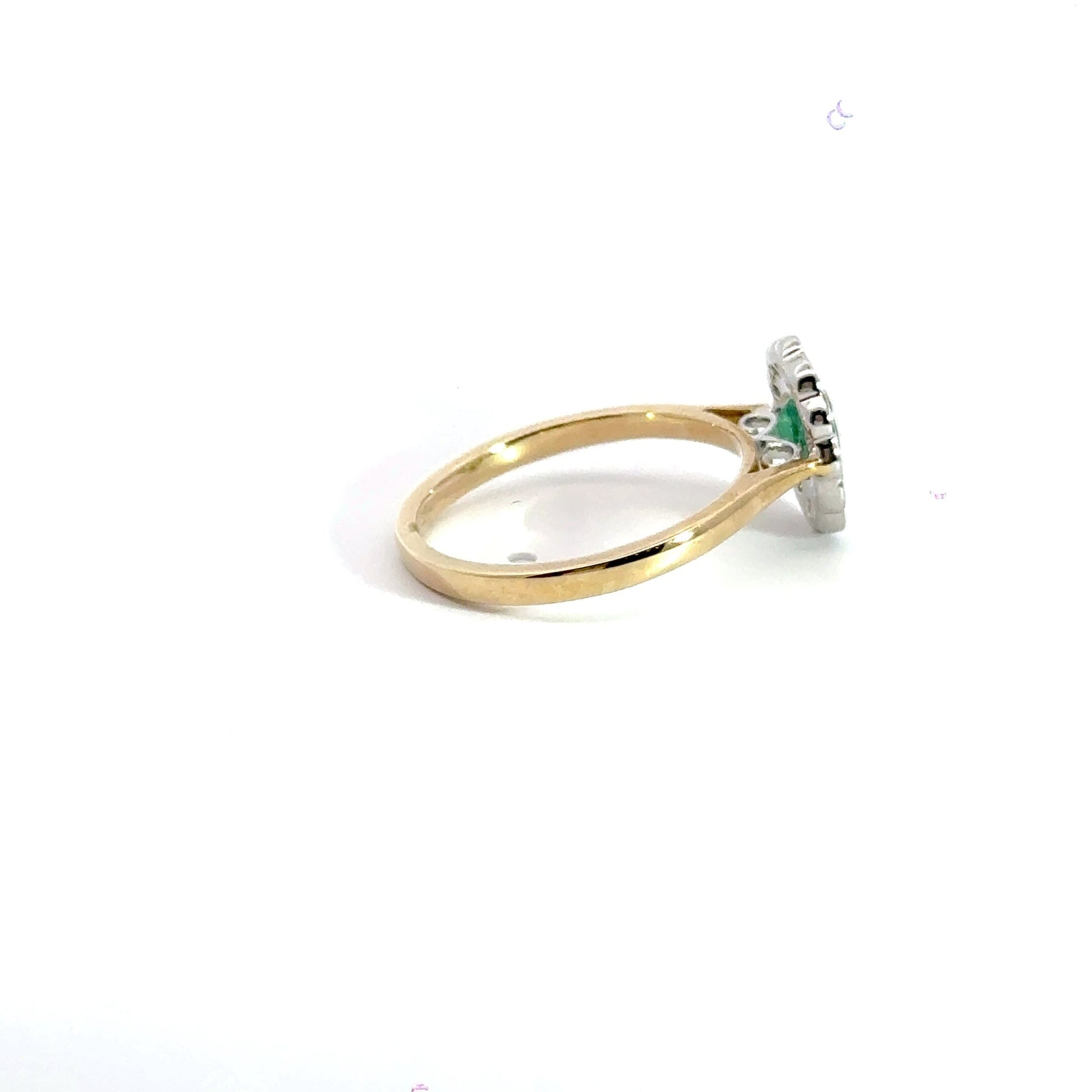 9CT Yellow Gold Emerald Diamond Ring Aces Jewellers
