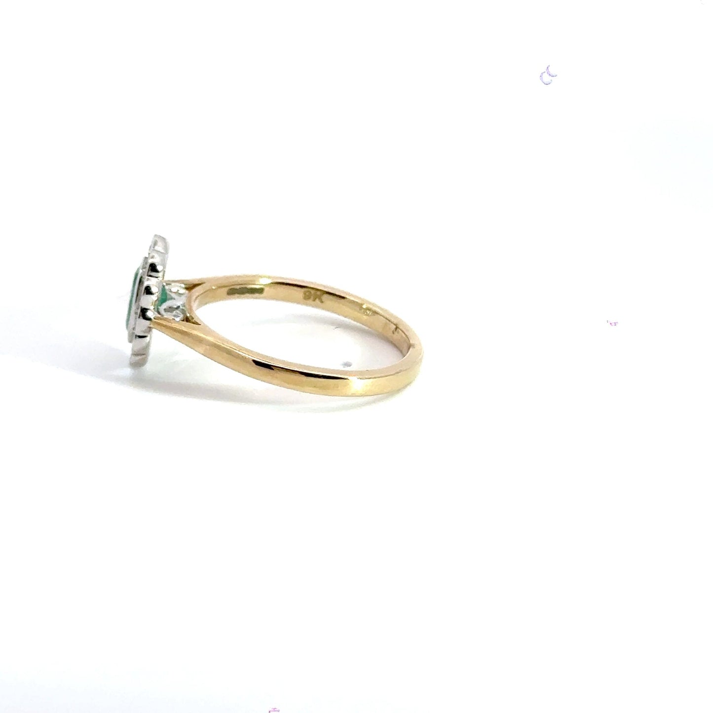 9CT Yellow Gold Emerald Diamond Ring Aces Jewellers