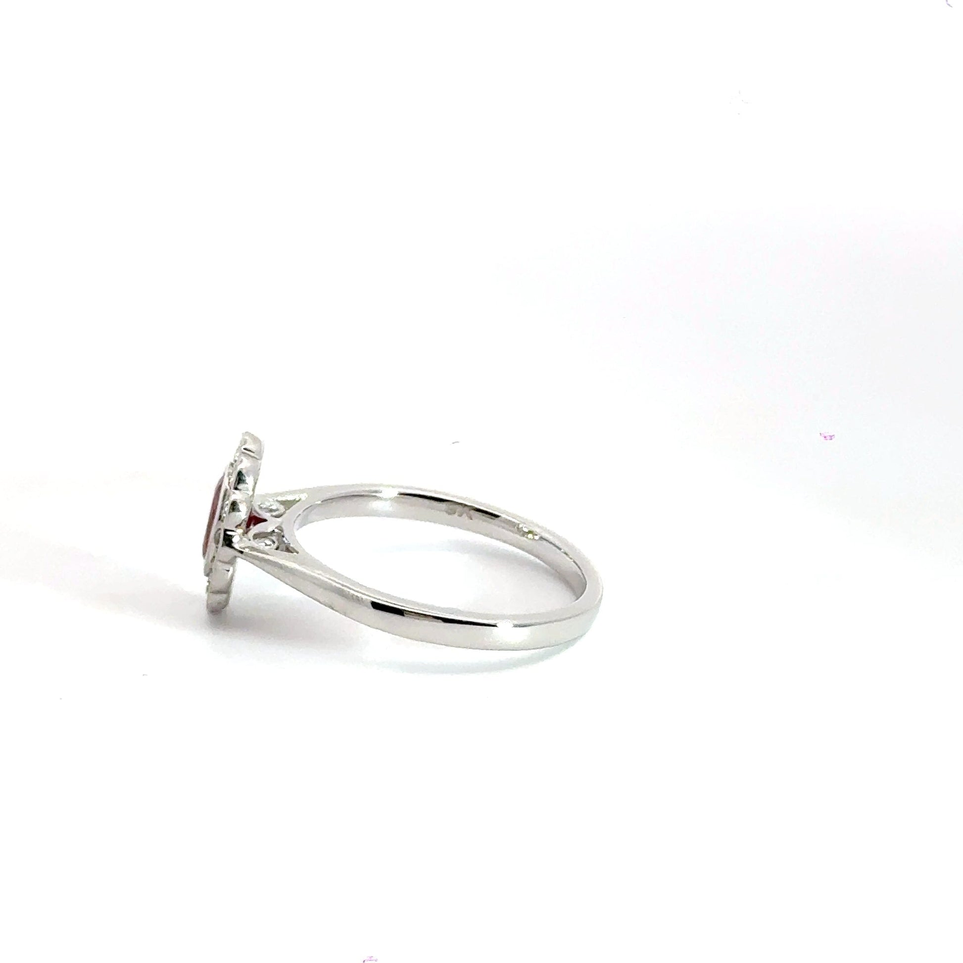 9CT White Gold Oval Ruby Diamond Ring Aces Jewellers