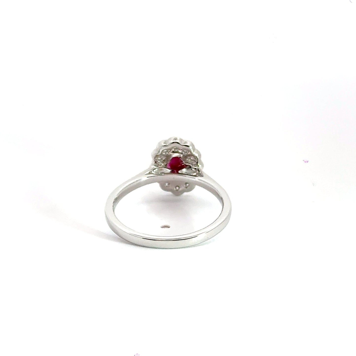 9CT White Gold Oval Ruby Diamond Ring Aces Jewellers