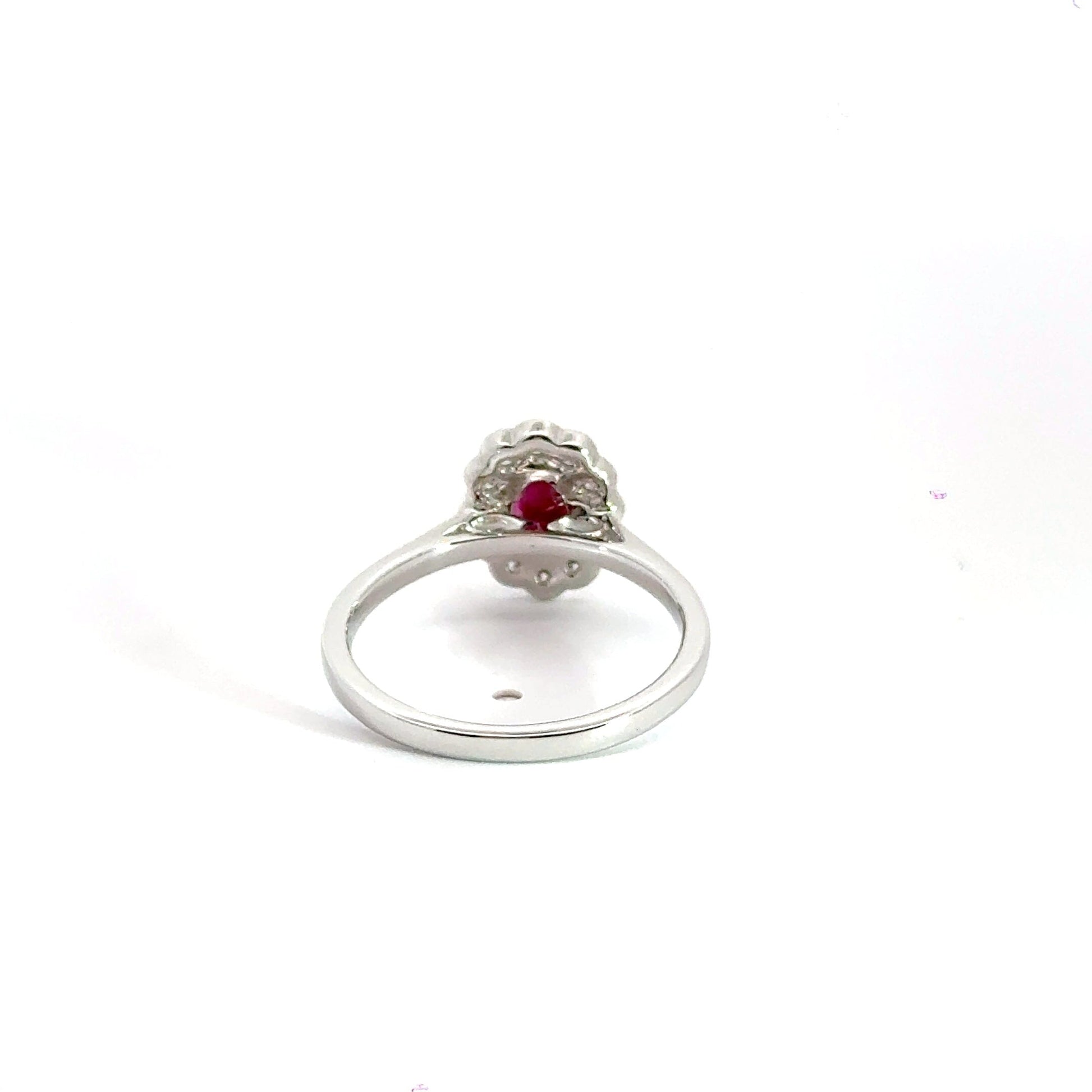 9CT White Gold Oval Ruby Diamond Ring Aces Jewellers