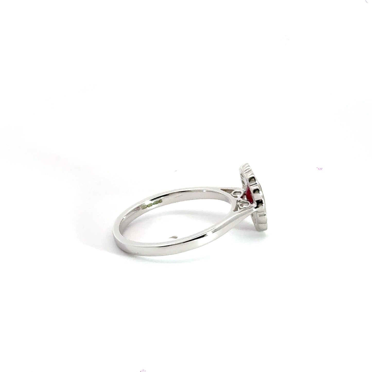 9CT White Gold Oval Ruby Diamond Ring Aces Jewellers