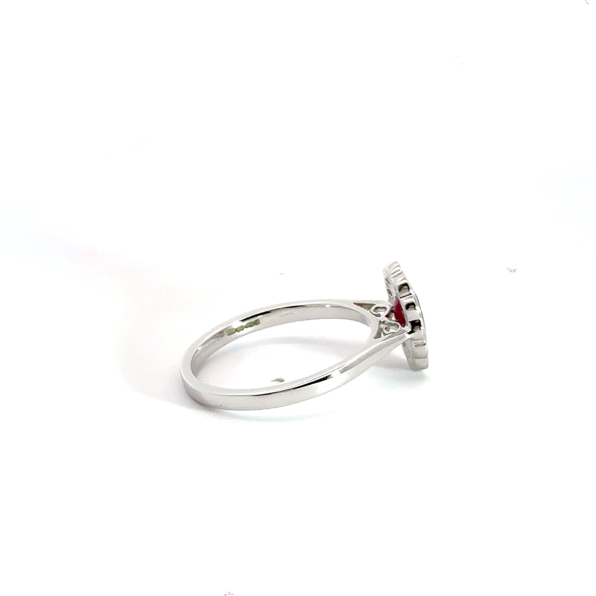 9CT White Gold Oval Ruby Diamond Ring Aces Jewellers