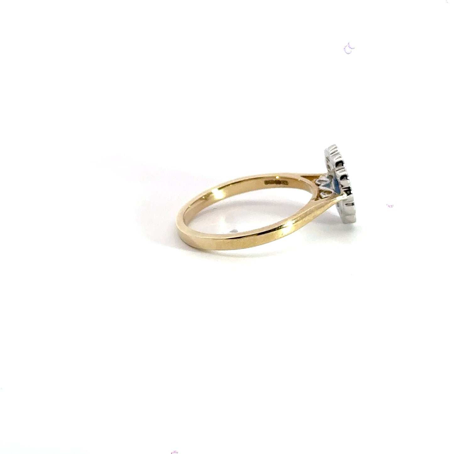 9CT Yellow Gold Oval Diamond Sapphire Halo Ring Aces Jewellers