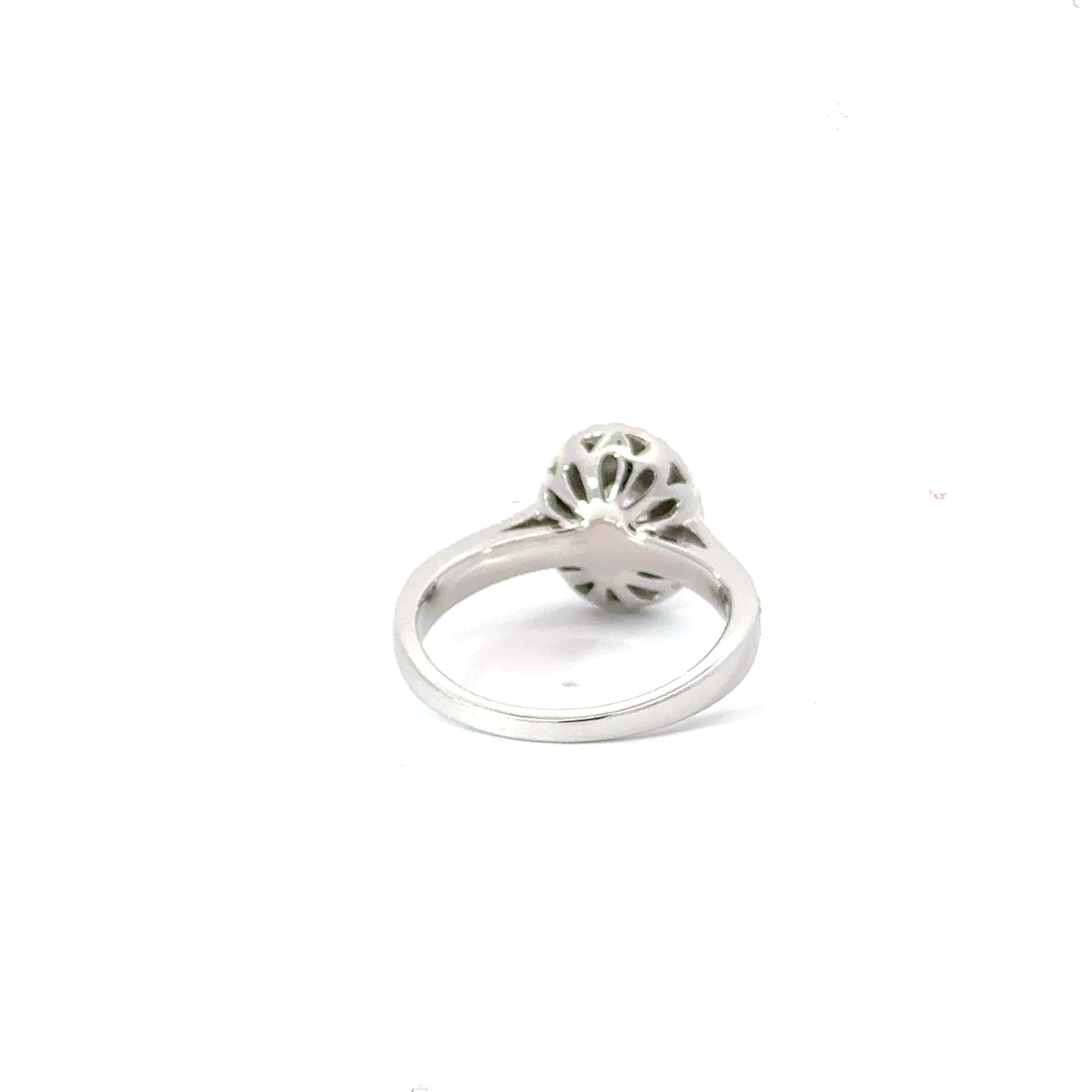9CT White Gold Oval Halo Diamond Ring Aces Jewellers