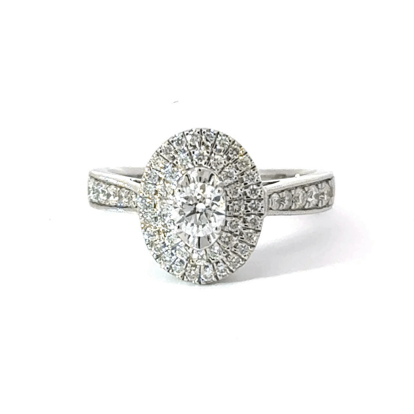 9CT White Gold Oval Halo Diamond Ring Aces Jewellers