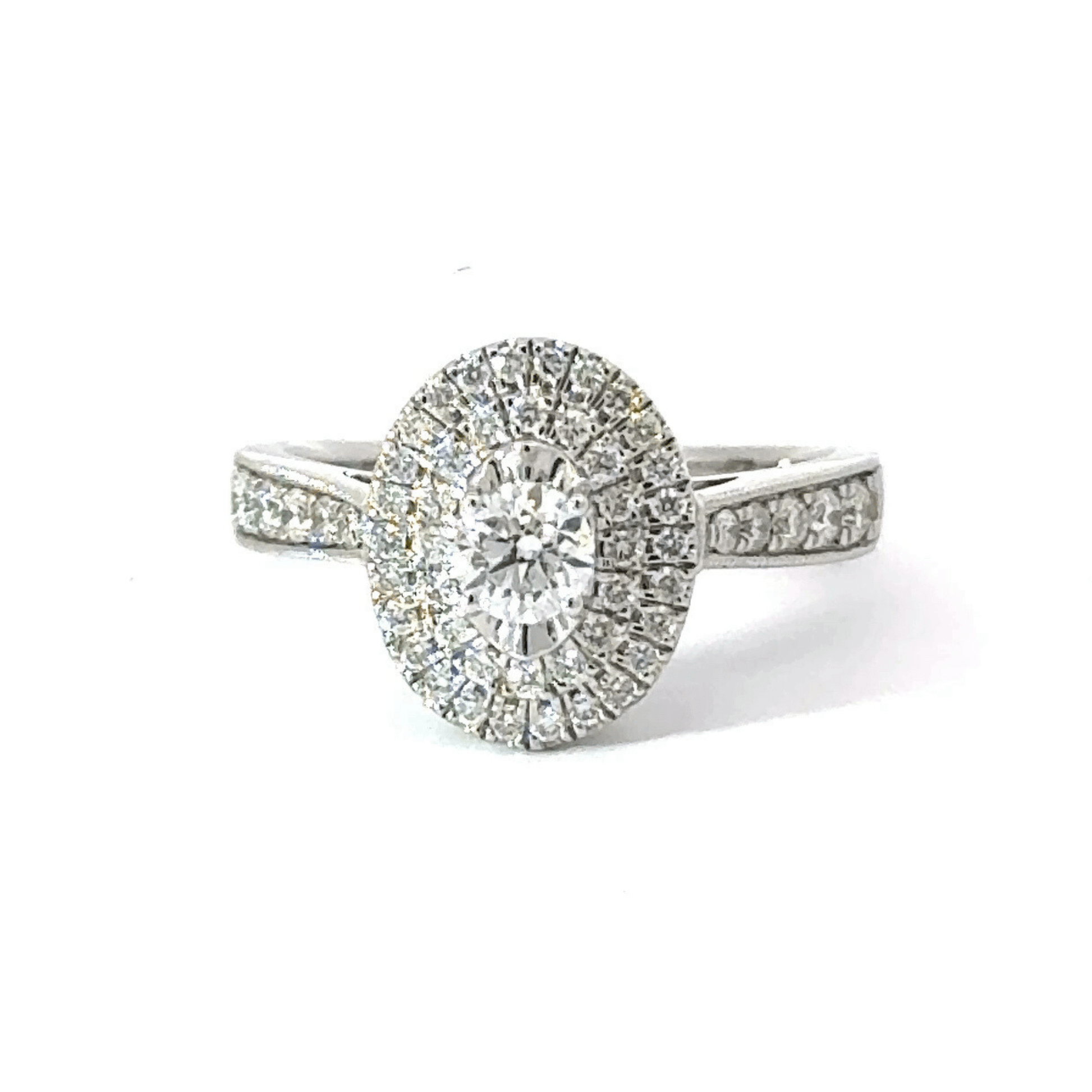 9CT White Gold Oval Halo Diamond Ring Aces Jewellers
