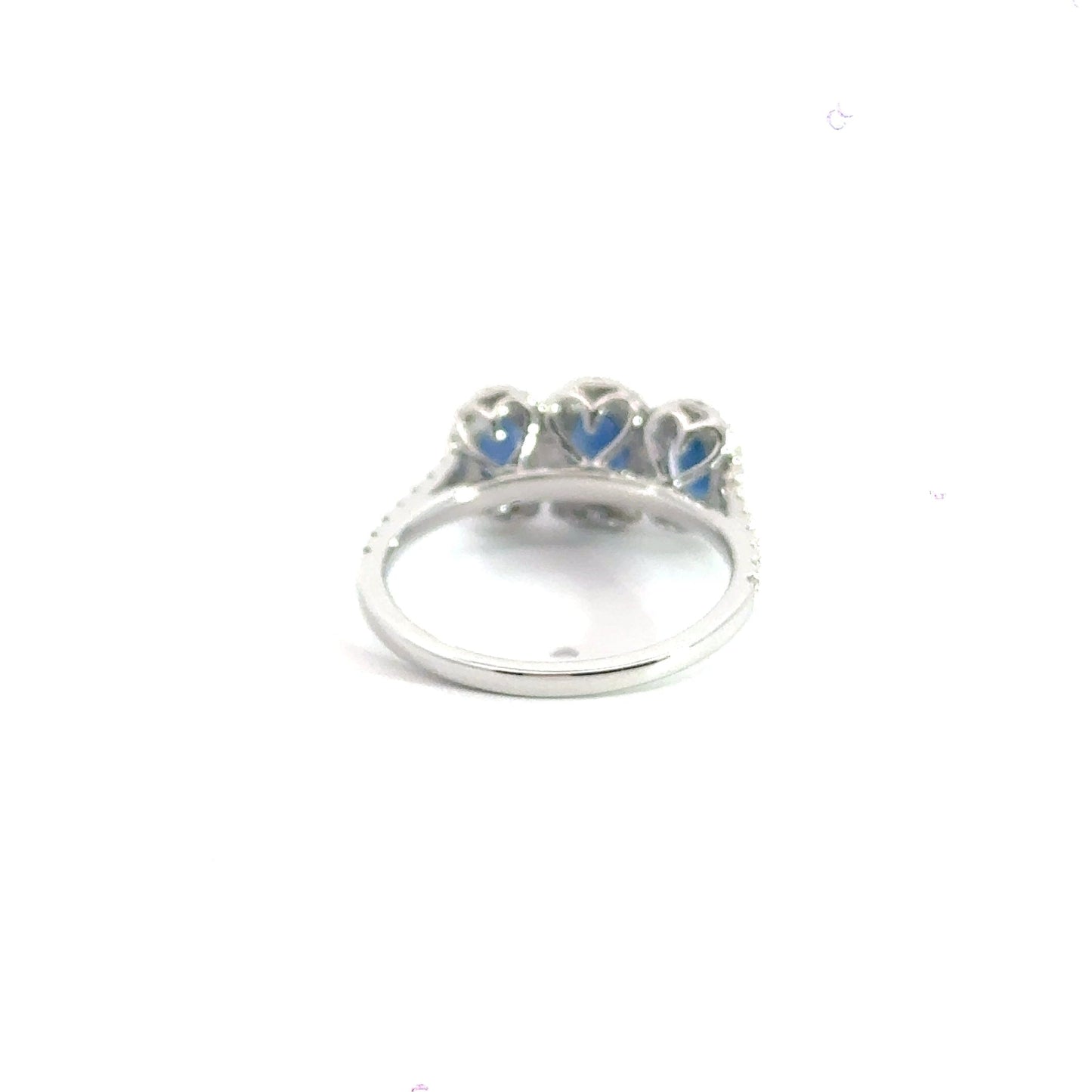 9CT White Gold Sapphire Diamond Halo Trilogy Ring Aces Jewellers
