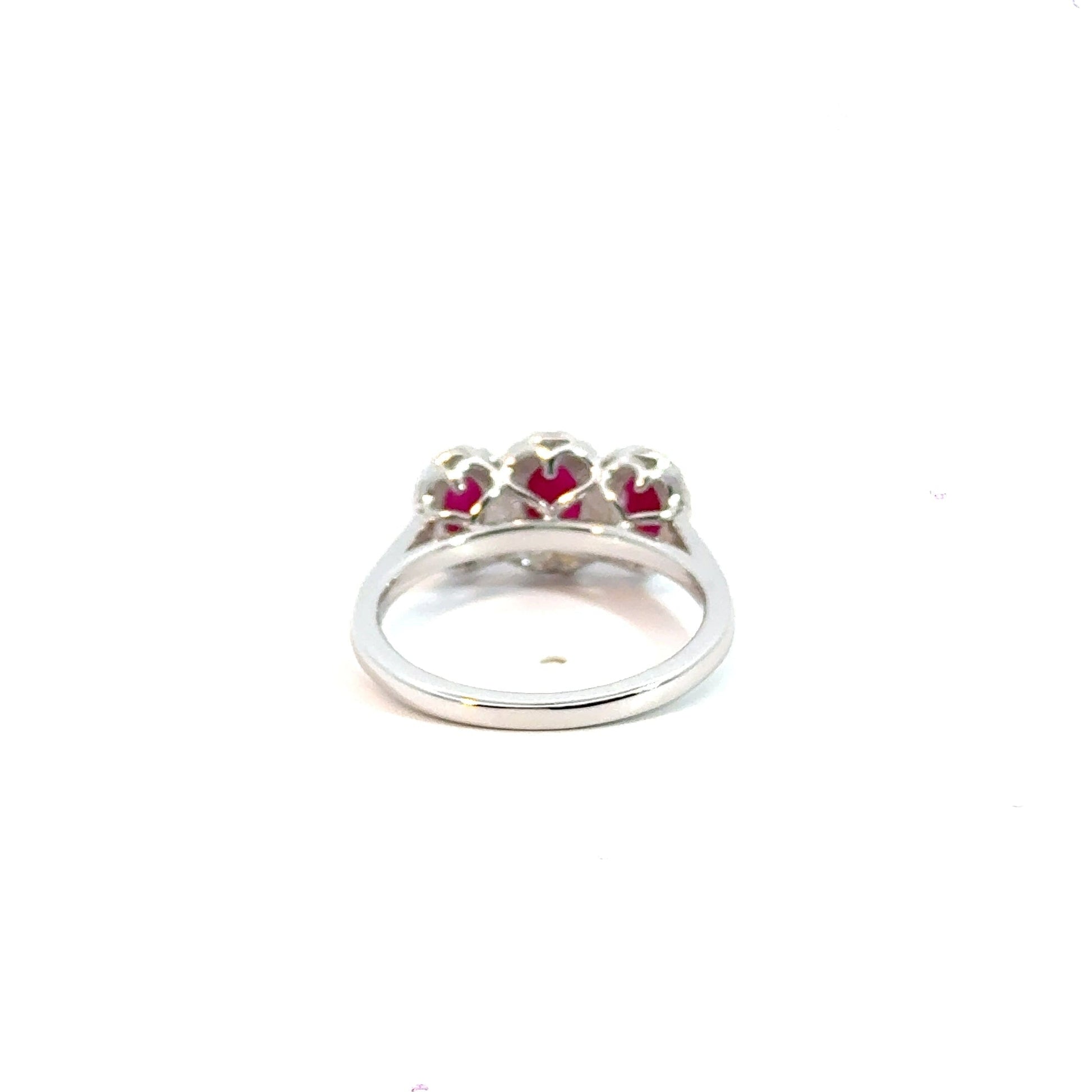 9CT White Gold Ruby & Diamonds Trilogy Ring Aces Jewellers
