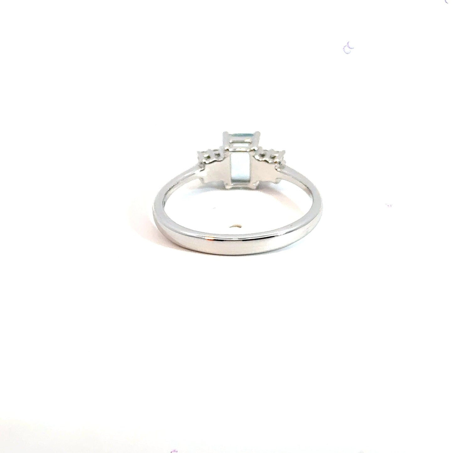 9CT White Gold Baguette Aquamarine & Diamonds Trilogy Ring Aces Jewellers