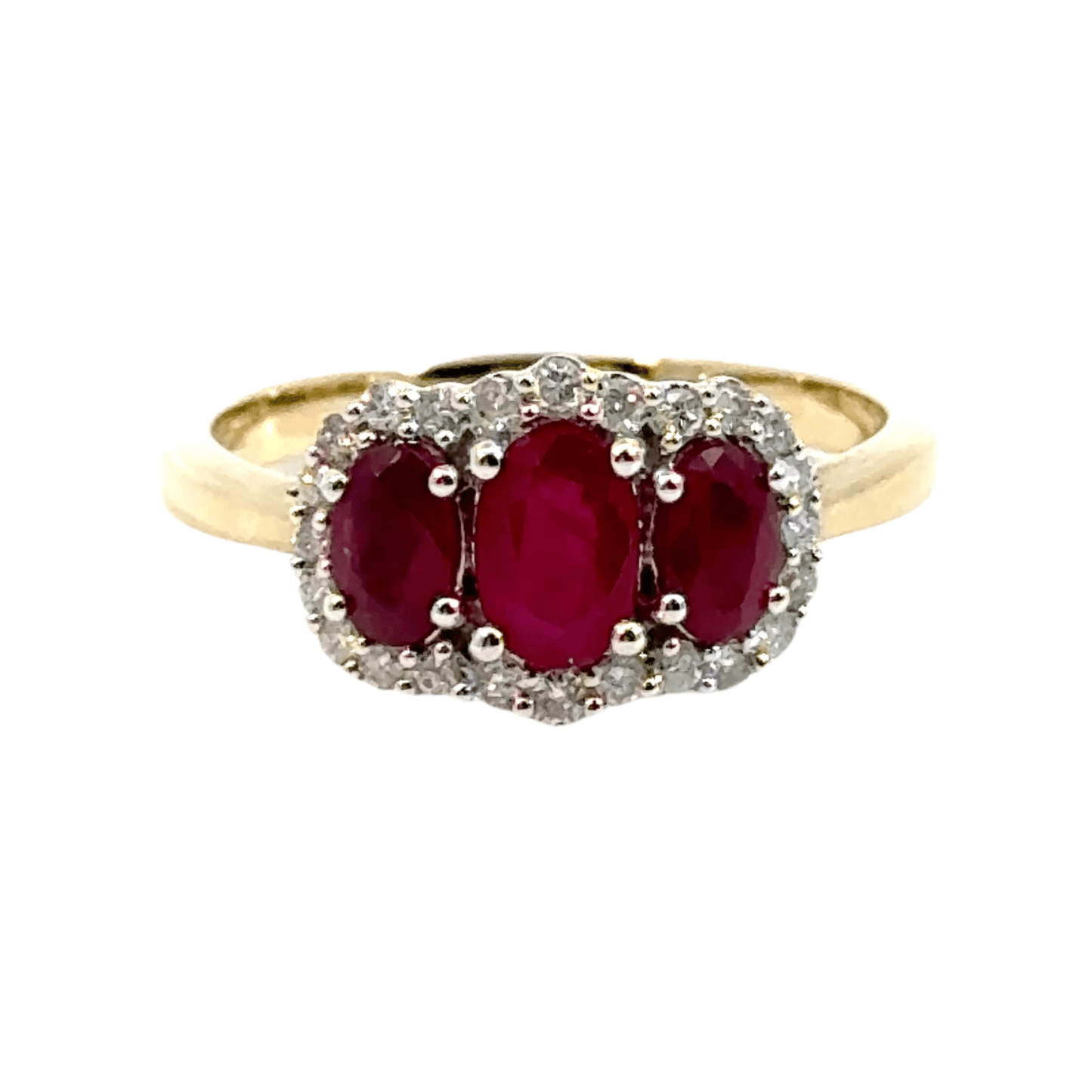 9CT Ruby & Diamond Ring Trilogy Aces Jewellers