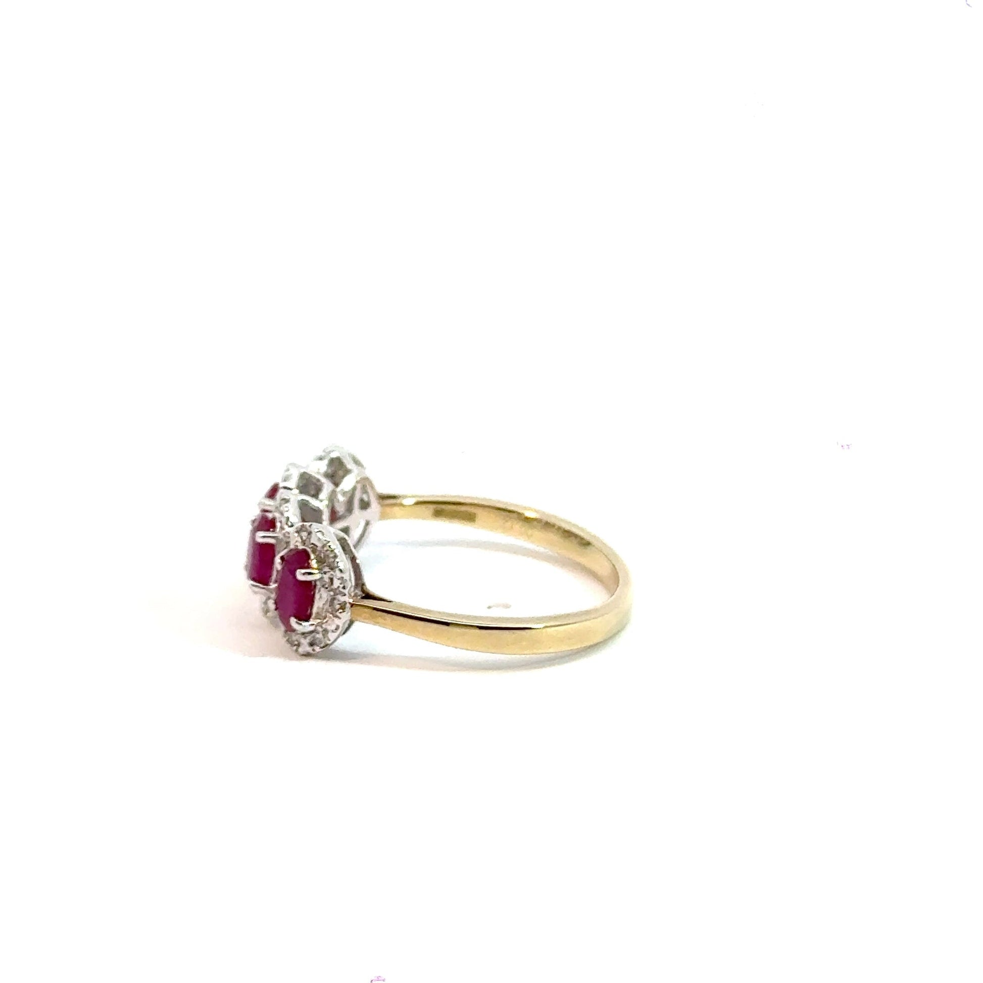 9CT Yellow Gold 5 Stone Ruby & Diamonds Ring Aces Jewellers