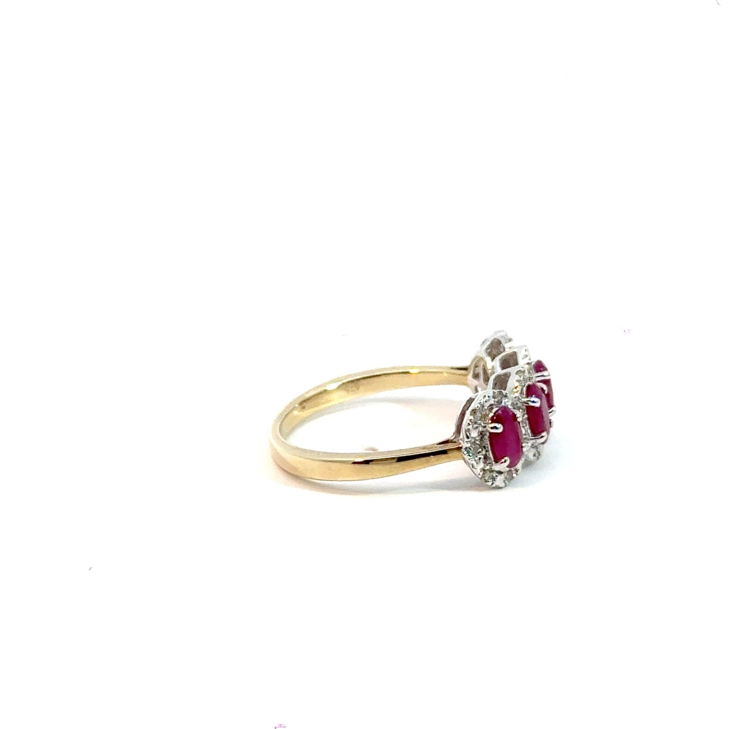 9CT Yellow Gold 5 Stone Ruby & Diamonds Ring Aces Jewellers