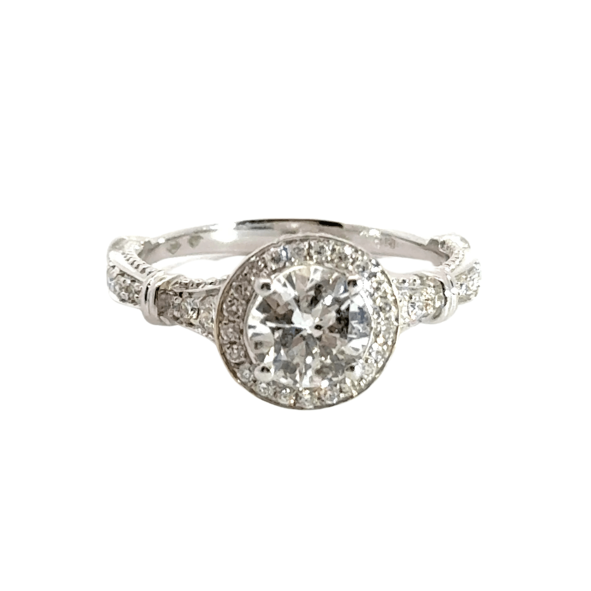 18CT White Gold Halo Diamond Ring Aces Jewellers