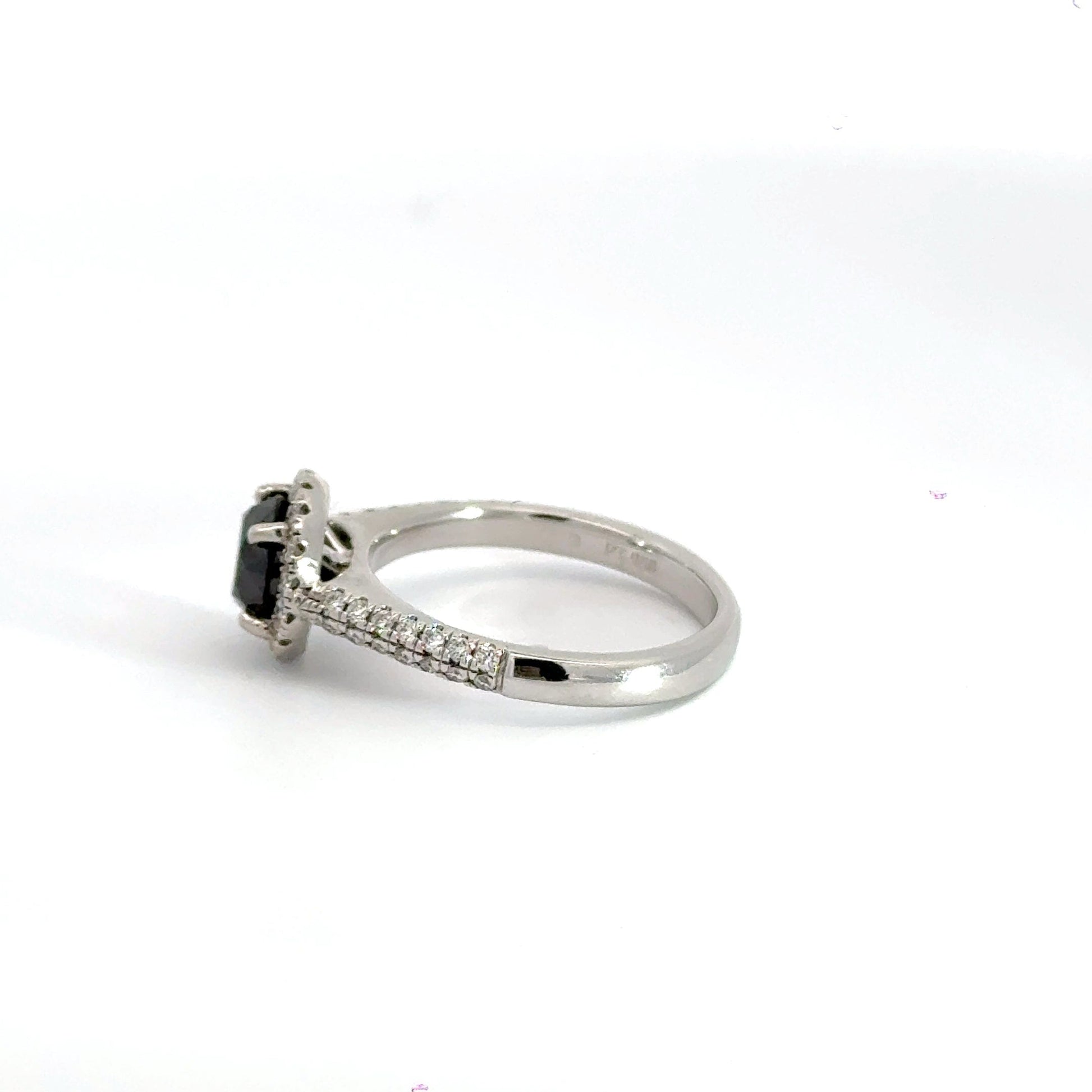 Platinum Halo Black Diamond Ring Aces Jewellers