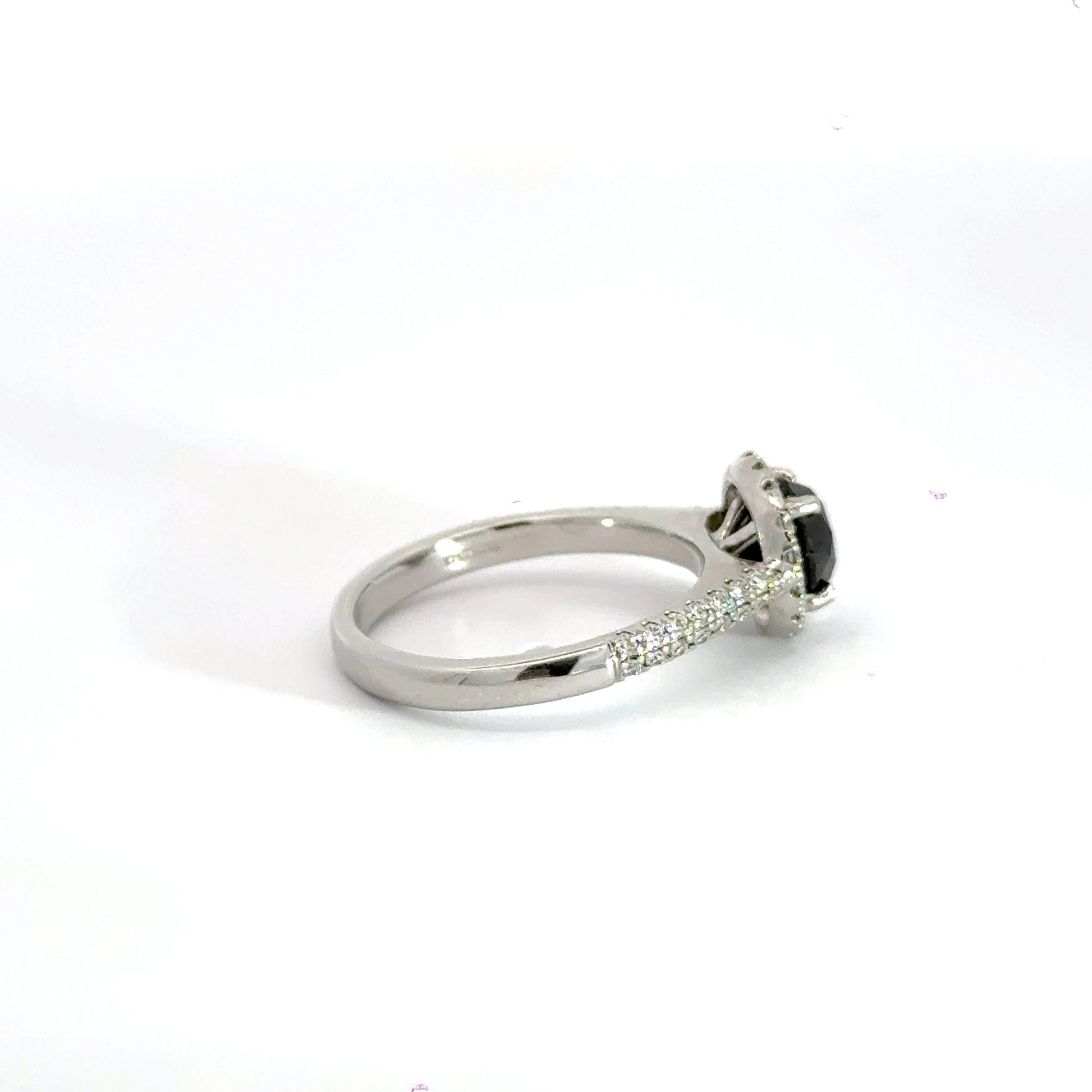 Platinum Halo Black Diamond Ring Aces Jewellers