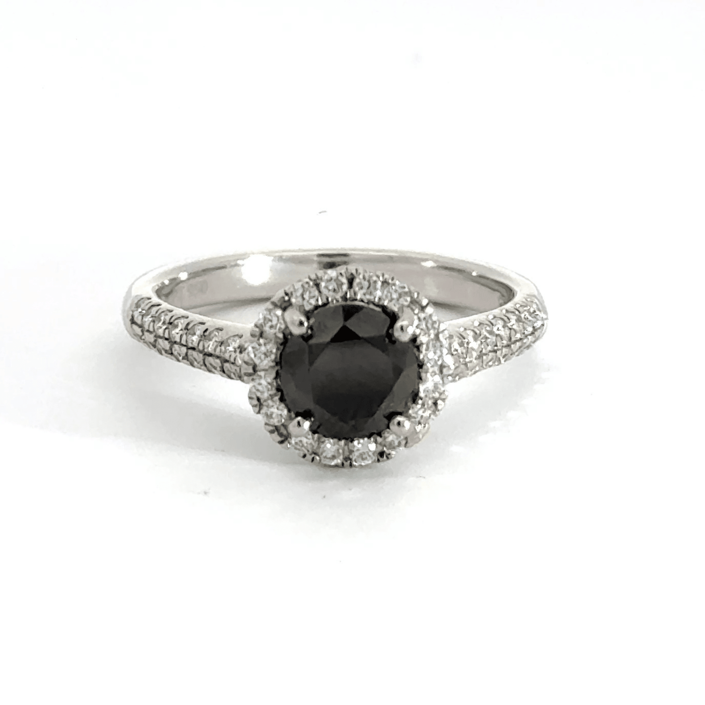 Platinum Halo Black Diamond Ring Aces Jewellers