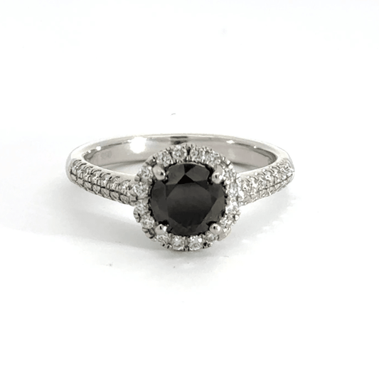 Platinum Halo Black Diamond Ring Aces Jewellers