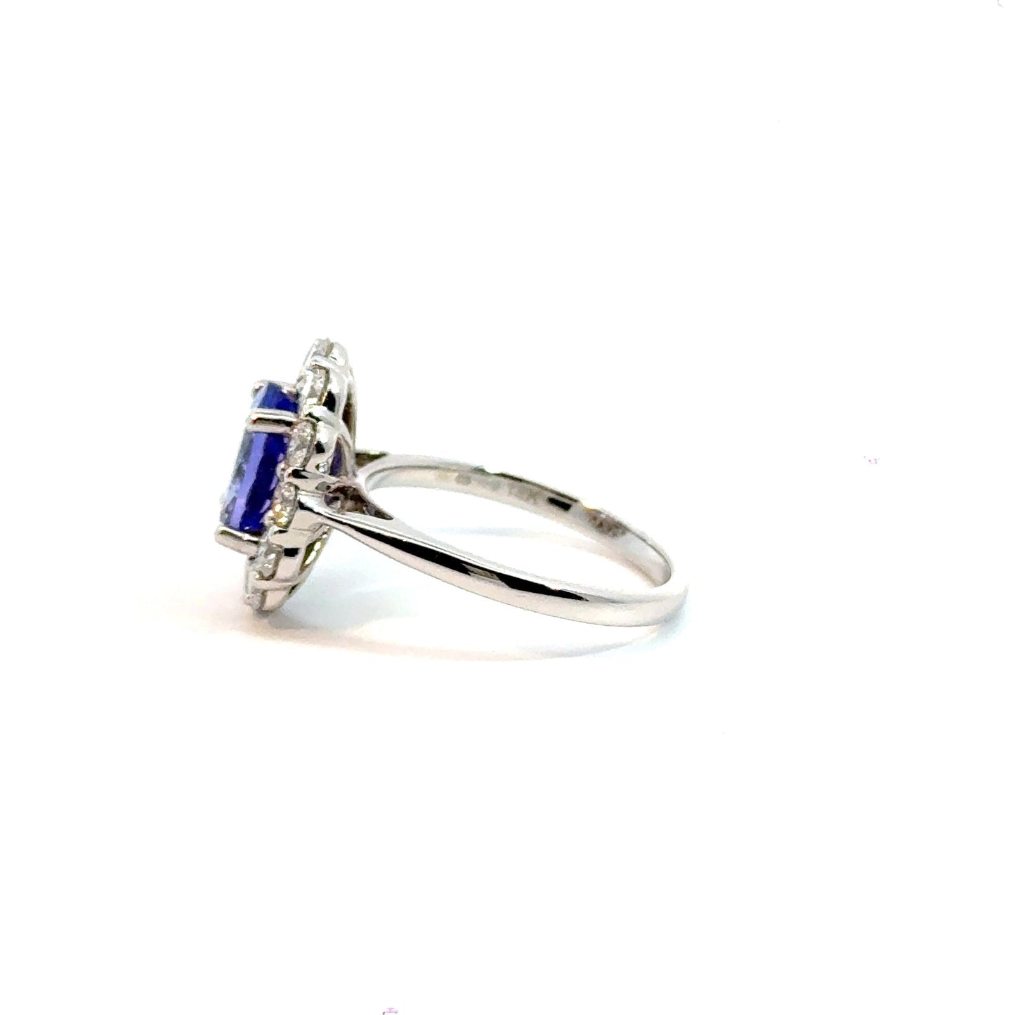 18CT White Gold Oval Tanzanite & Diamond Ring Aces Jewellers