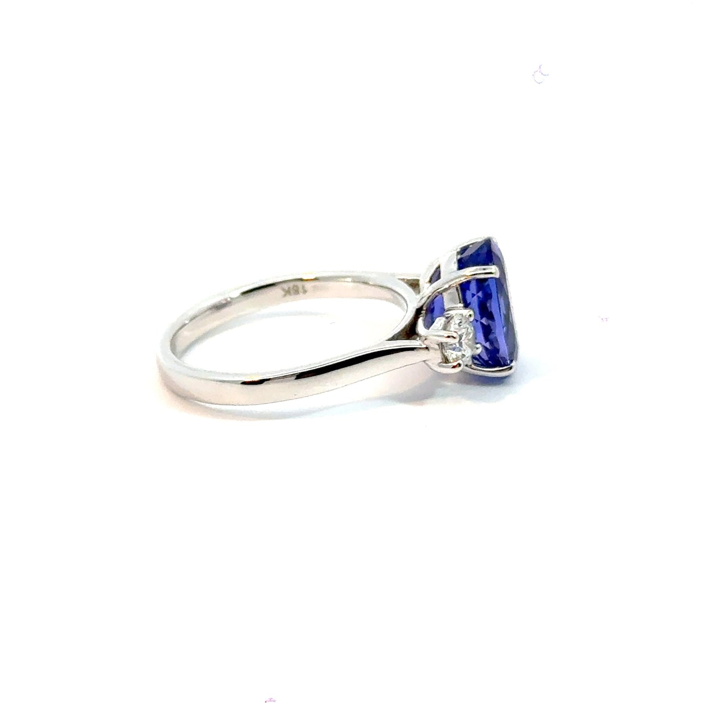 18CT White Gold Trilogy Ring Diamond & Tanzanite AAA Aces Jewellers
