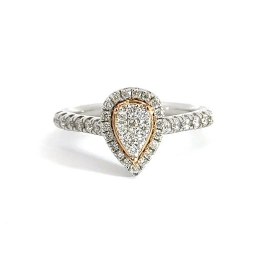 18CT White Gold Teardrop Diamond Ring Aces Jewellers