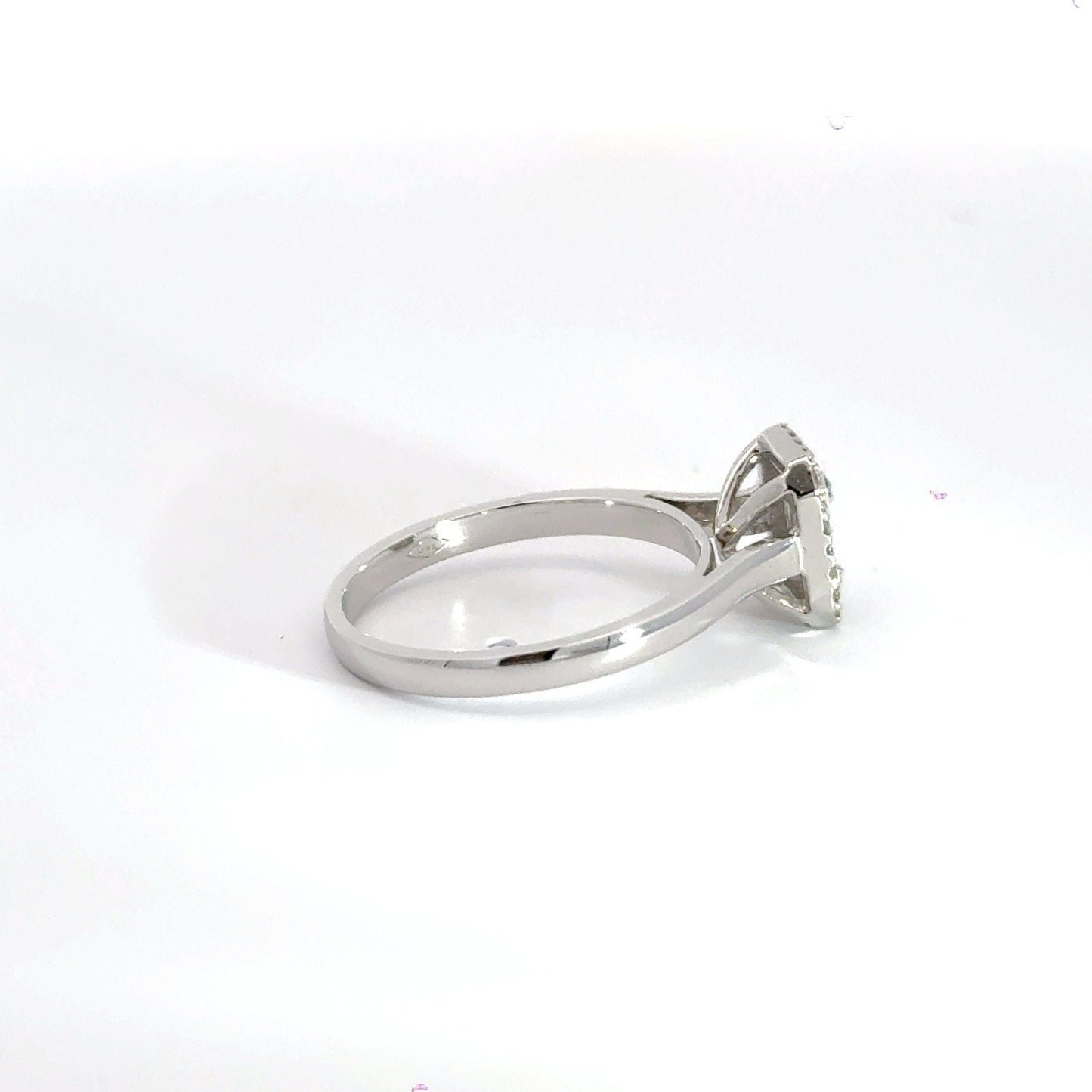 18CT White Gold Baguette & Round Halo Diamond Ring Aces Jewellers