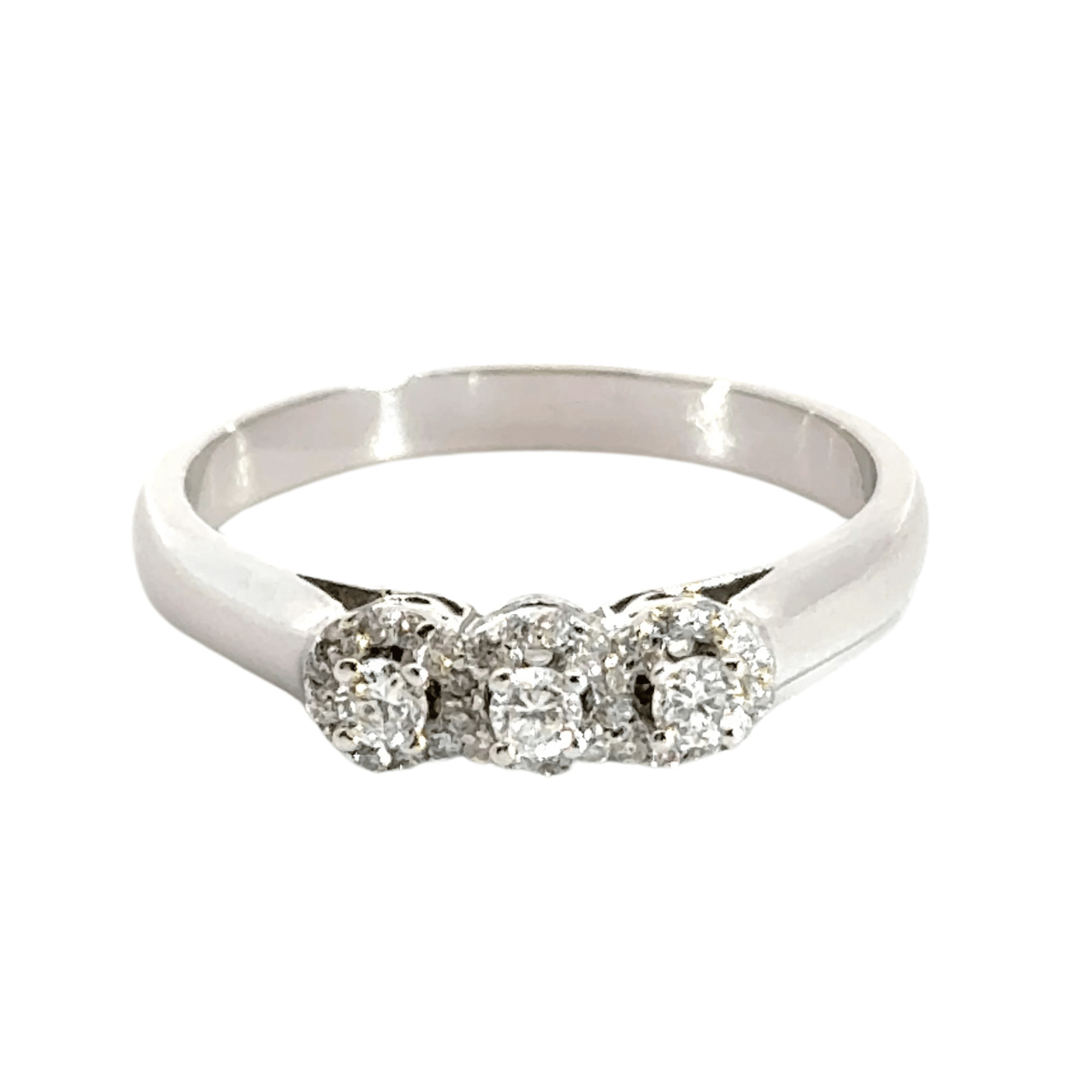 18CT White Gold Trilogy Diamond Ring Aces Jewellers