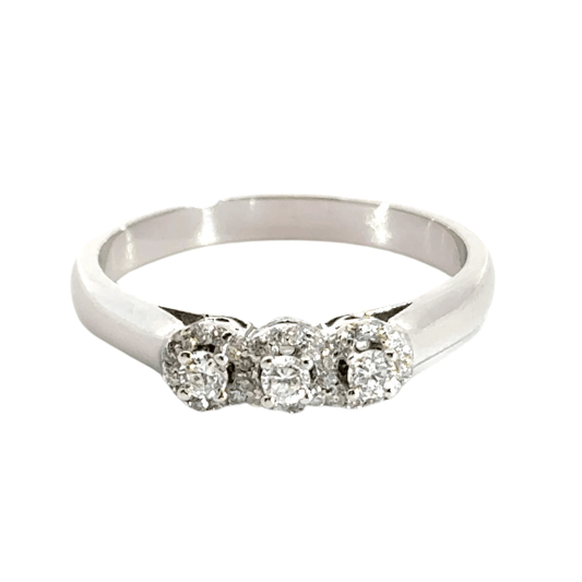 18CT White Gold Trilogy Diamond Ring Aces Jewellers