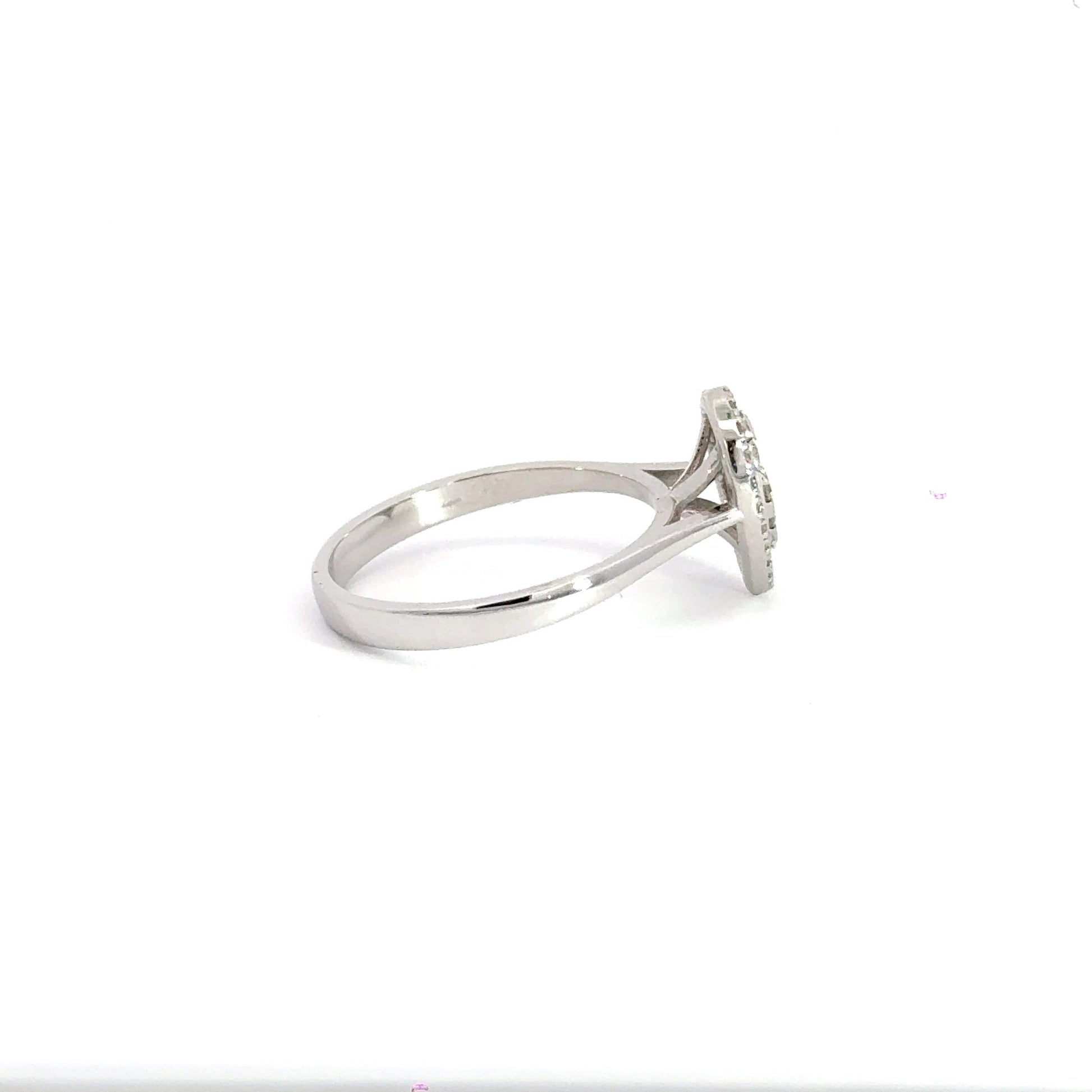 18CT White Gold Diamond Teardrop Ring Aces Jewellers