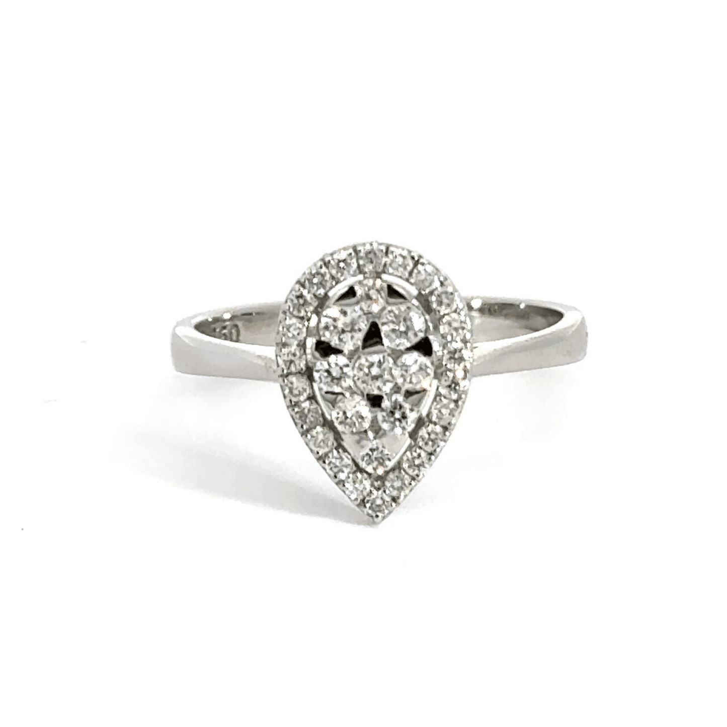 18CT White Gold Diamond Teardrop Ring Aces Jewellers