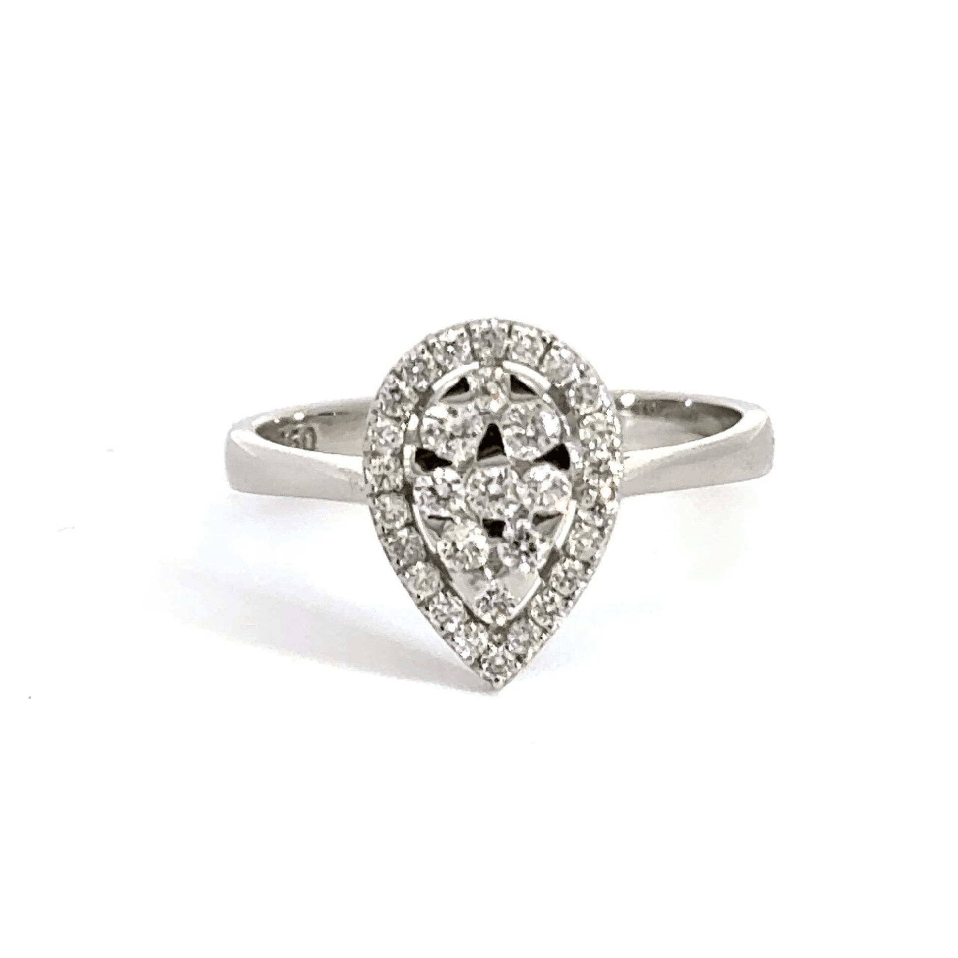 18CT White Gold Diamond Teardrop Ring Aces Jewellers