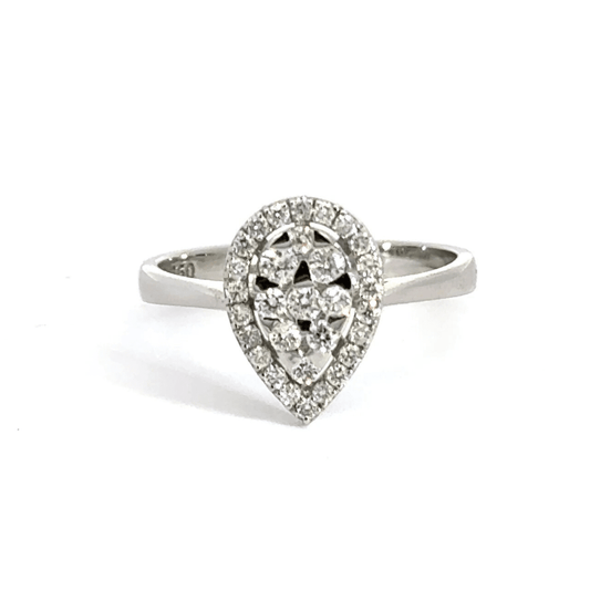 18CT White Gold Diamond Teardrop Ring Aces Jewellers