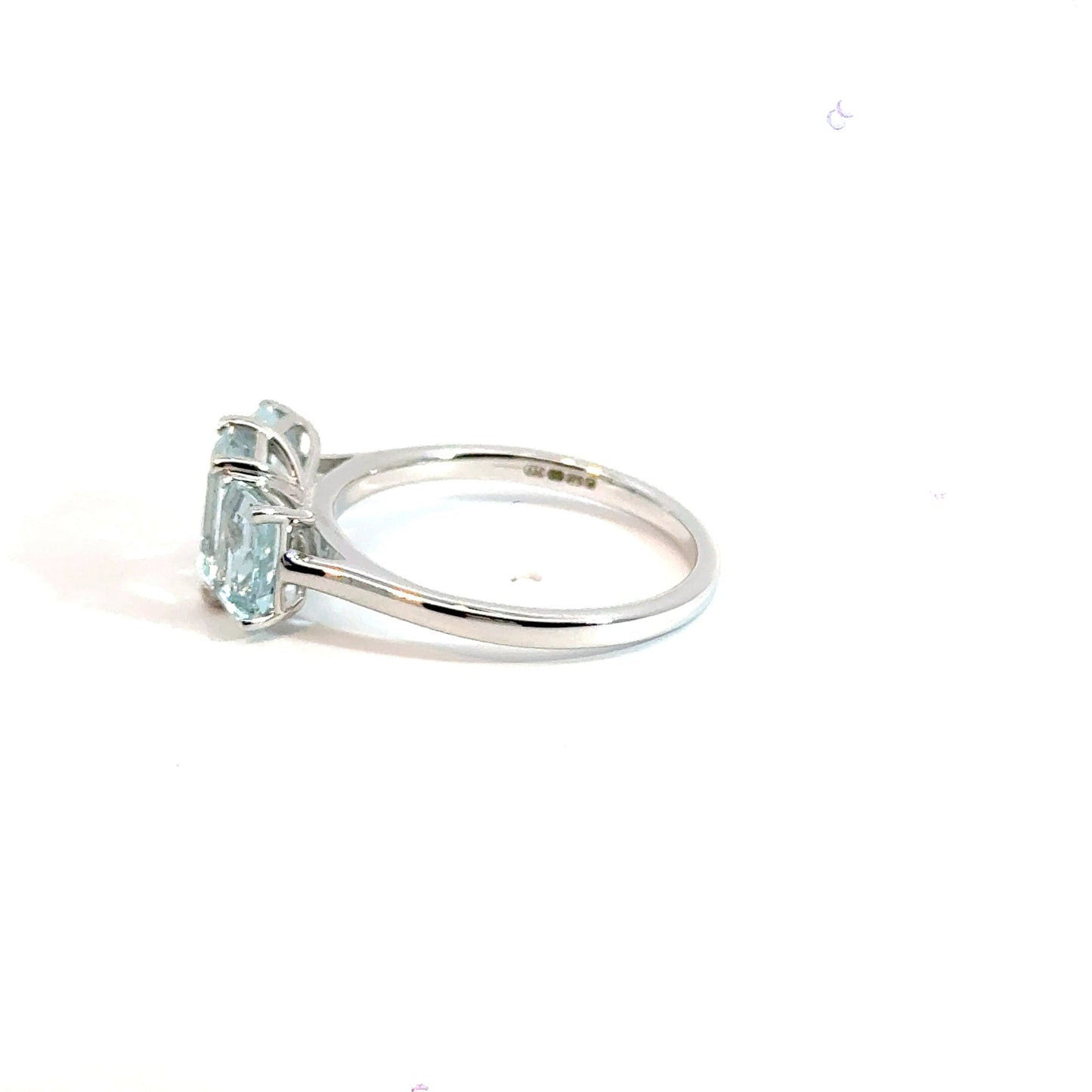 9CT White Gold Trilogy Aquamarine Ring Aces Jewellers 