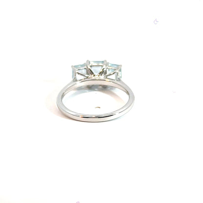 9CT White Gold Trilogy Aquamarine Ring Aces Jewellers 