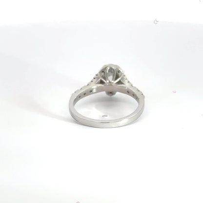 Platinum Diamond Teardrop Split Shoulder Halo Ring Aces Jewellers 