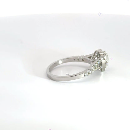 Platinum Diamond Teardrop Split Shoulder Halo Ring Aces Jewellers 