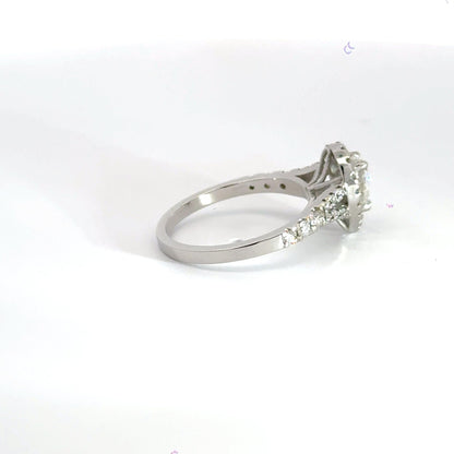 Platinum Diamond Teardrop Ring Halo Aces Jewellers 