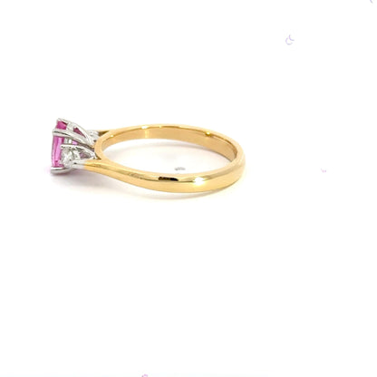 18CT Gold 0.70CT Lab Pink Sapphire Diamond Ring Aces Jewellers 