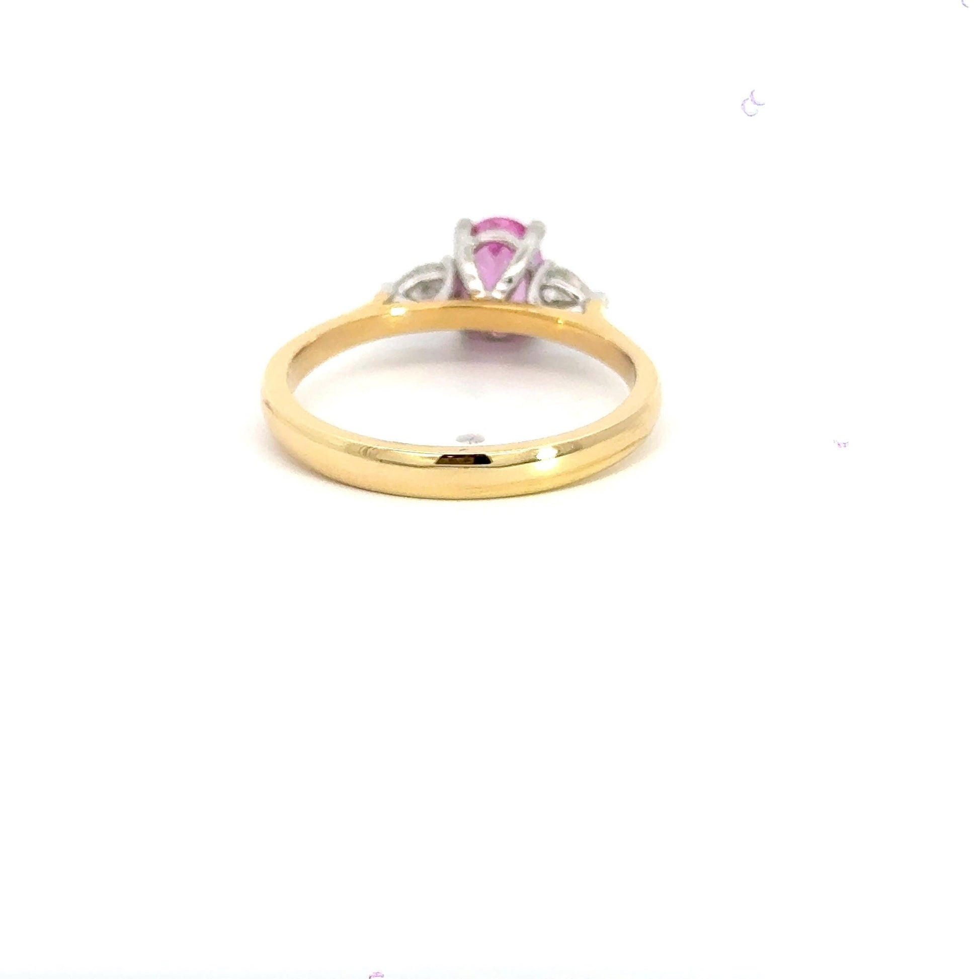 18CT Gold 0.70CT Lab Pink Sapphire Diamond Ring Aces Jewellers 