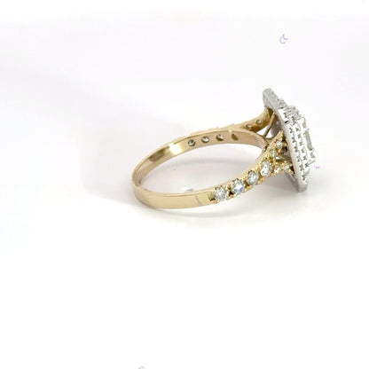 9CT Yellow Gold Halo Rectangle Baguette Diamond Ring Aces Jewellers 