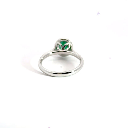 Platinum Columbian Emerald Diamond Halo Ring Aces Jewellers 