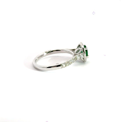 Platinum Columbian Emerald Diamond Halo Ring Aces Jewellers 