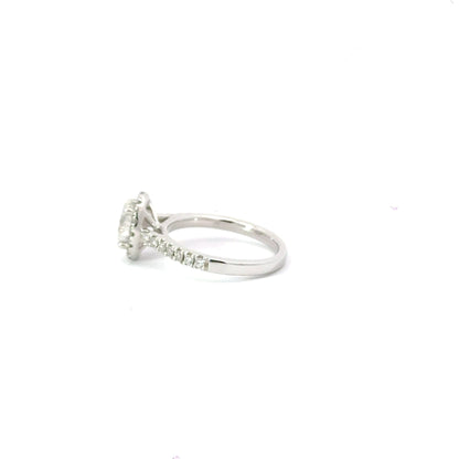 18CT White Gold Oval Halo Diamond Ring Aces Jewellers 