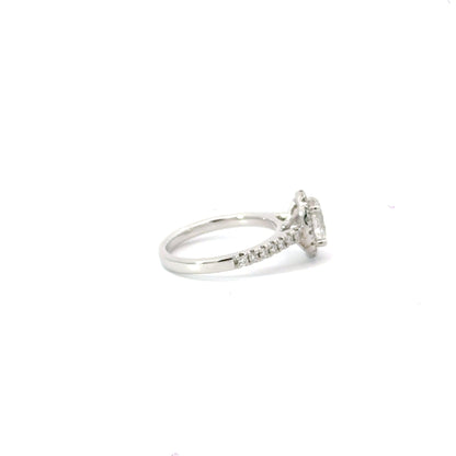 18CT White Gold Oval Halo Diamond Ring Aces Jewellers 