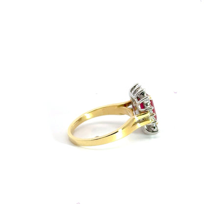 18CT Yellow Gold Baguette 2.00CT Ruby & 0.80CT Diamond Cluster Aces Jewellers 