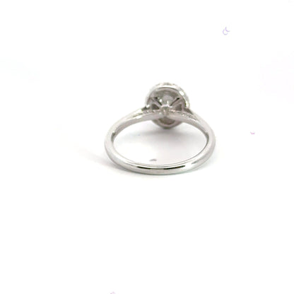 18CT White Gold Diamond Oval Halo Ring Aces Jewellers 