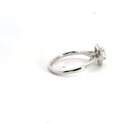 18CT White Gold Diamond Oval Halo Ring Aces Jewellers 