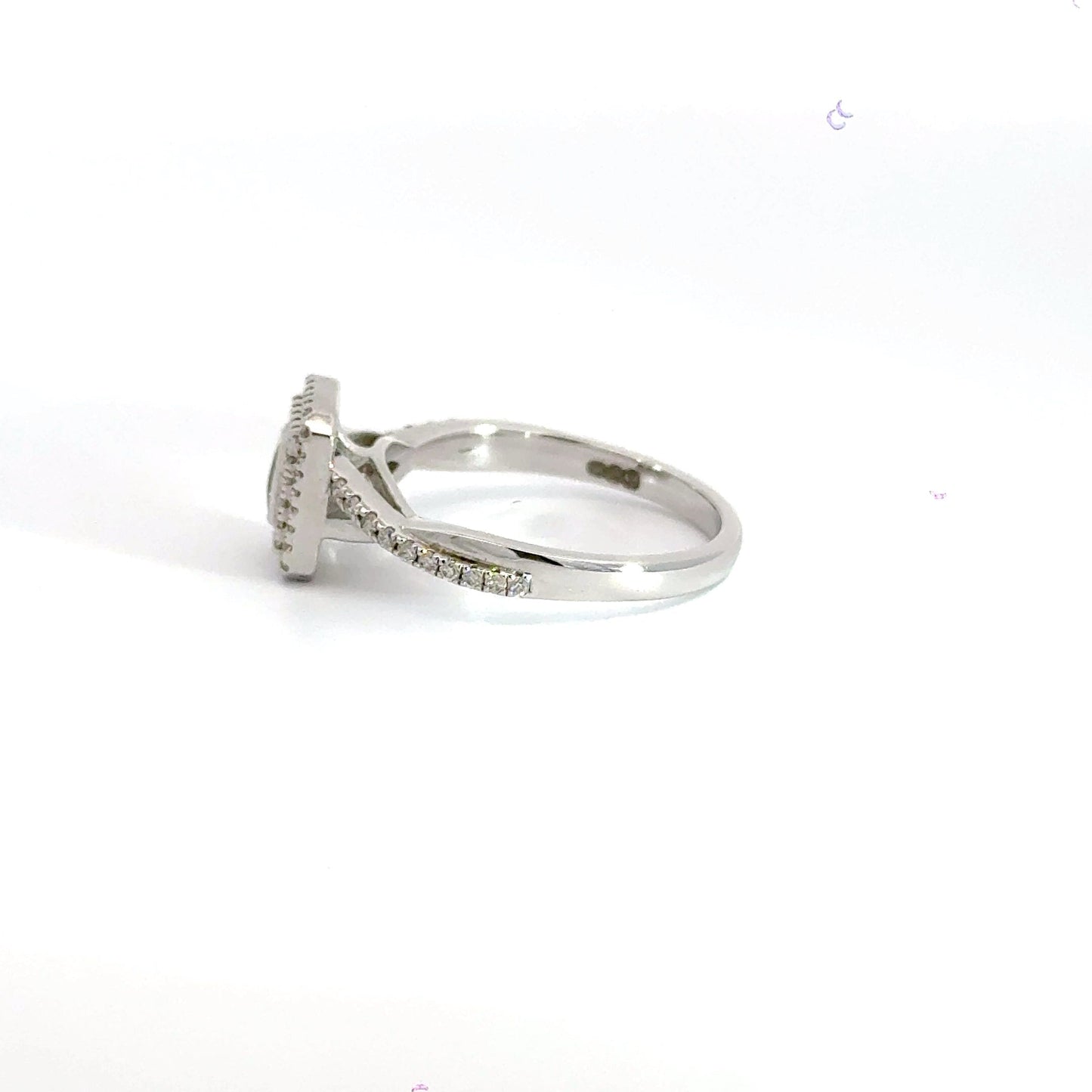 18CT White Gold Baguette Centre Halo Diamond Ring Aces Jewellers 