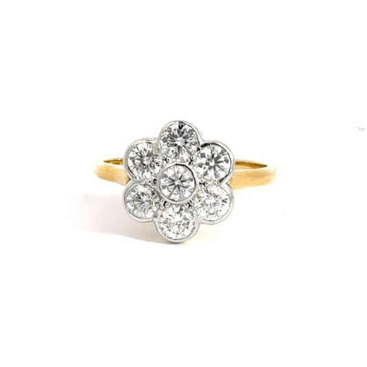 18CT Gold Flower Cluster Diamond Ring Aces Jewellers 