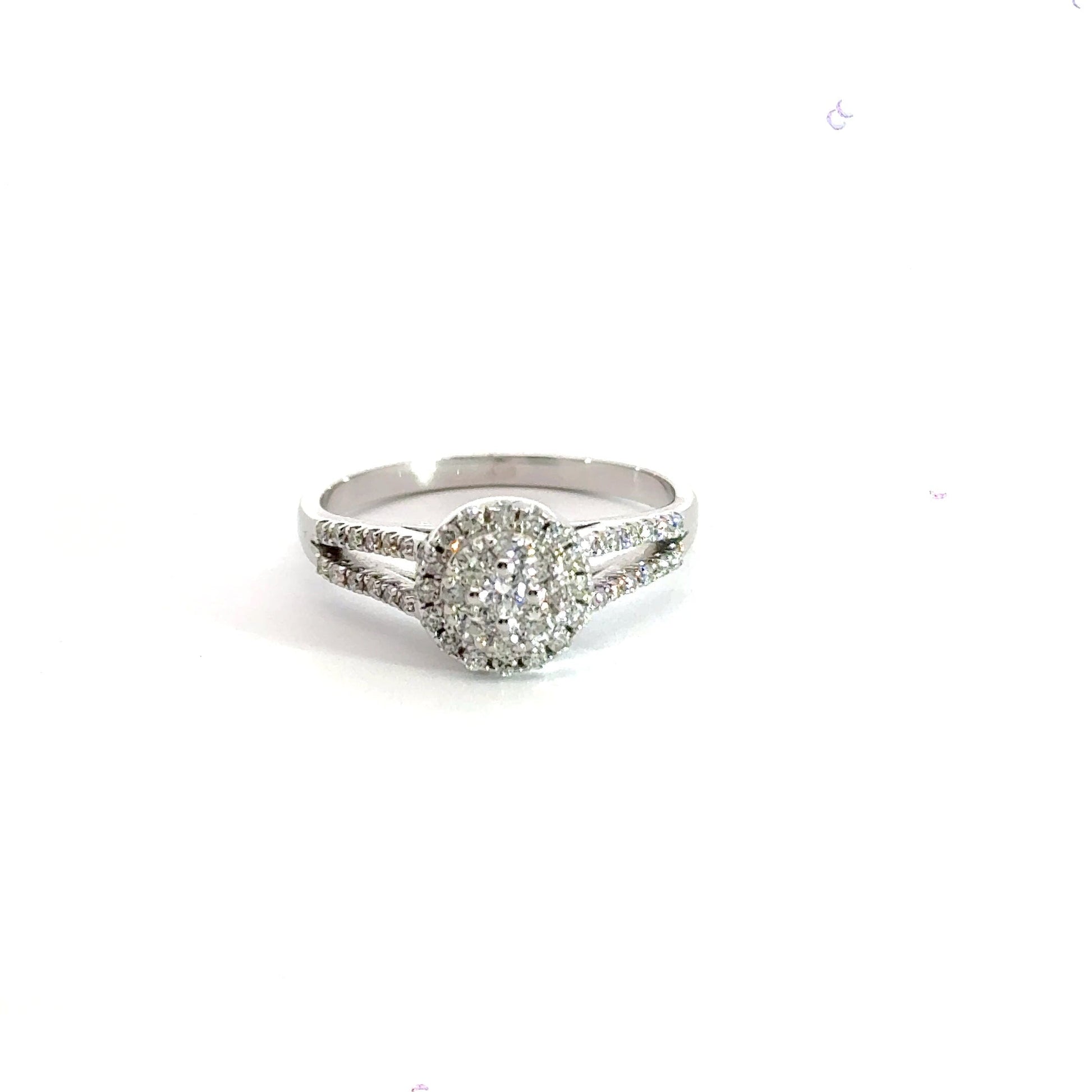 18CT White Gold Halo Diamond Ring Aces Jewellers 